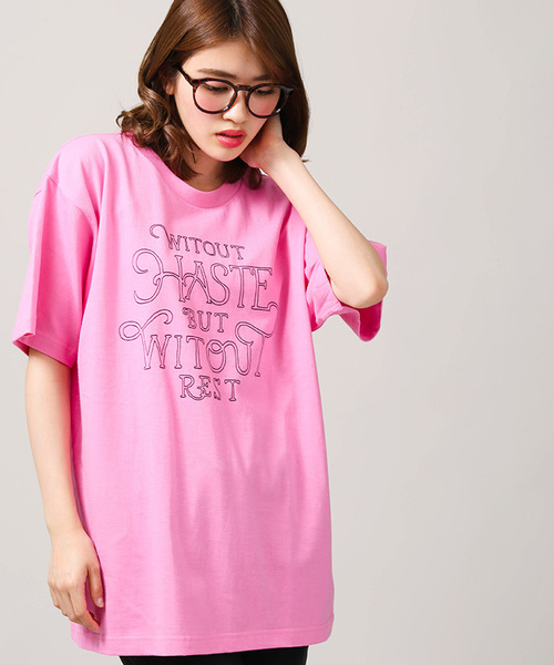 WEGO(ウィゴー)の「WEGO/モチーフロゴTシャツ(Tシャツ/カットソー・メンズ・ホワイト系その他/ネイビー/ホワイト/ライトピンク・MEDIUM/LARGE)」の5枚目の写真