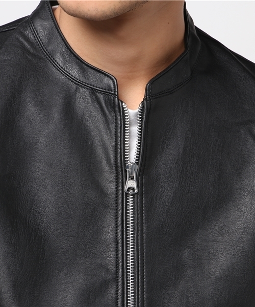 WEGO(ウィゴー)の「WEGO/フェイクレザーシングルライダースジャケット(ライダースジャケット・メンズ・ブラック・MEDIUM/LARGE/X-LARGE)」の6枚目の写真