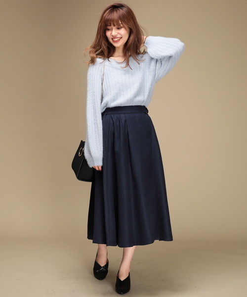 natural couture（ナチュラルクチュール）の「フェザーヤーンオフショルＶネック（ニット/セーター・レディース・ネイビー/サックスブルー/ピンク/アイボリー・FREE）」の21枚目の写真