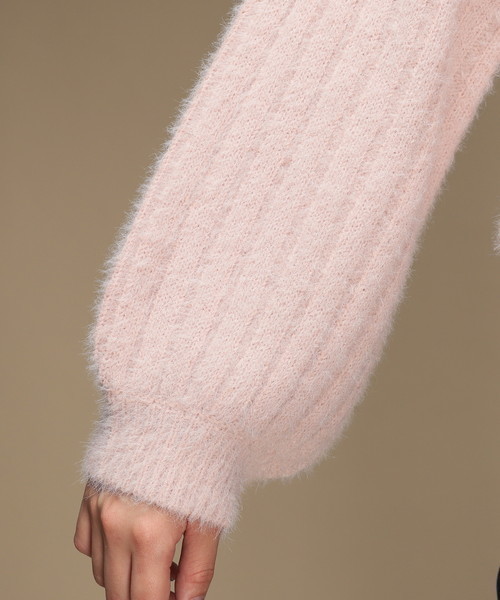 natural couture（ナチュラルクチュール）の「フェザーヤーンオフショルＶネック（ニット/セーター・レディース・ネイビー/サックスブルー/ピンク/アイボリー・FREE）」の12枚目の写真