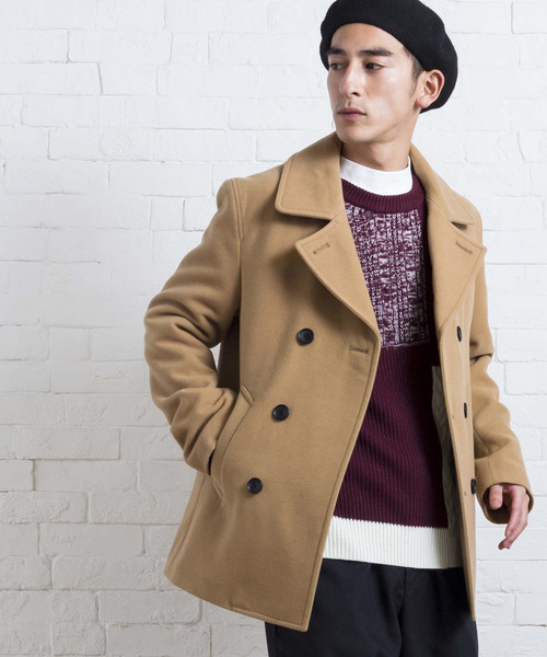 WEGO（ウィゴー）の「WEGO/メルトンPコート（ピーコート・メンズ・ブラック/ネイビー/キャメル/グレー・SMALL/MEDIUM/LARGE）」の4枚目の写真