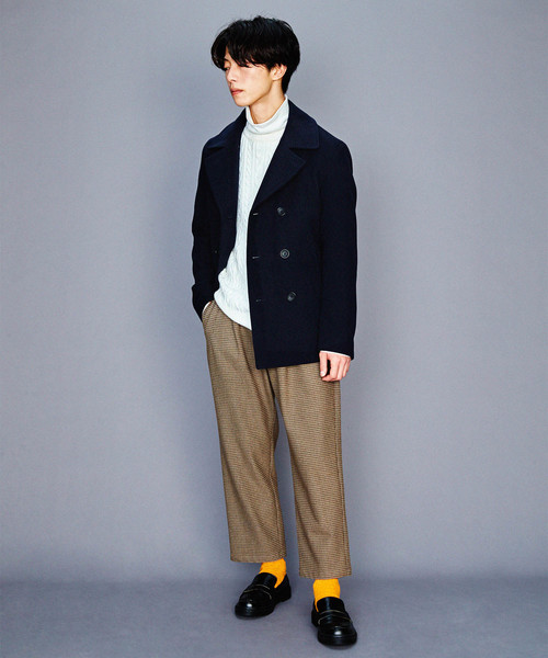 WEGO（ウィゴー）の「WEGO/メルトンPコート（ピーコート・メンズ・ブラック/ネイビー/キャメル/グレー・SMALL/MEDIUM/LARGE）」の13枚目の写真