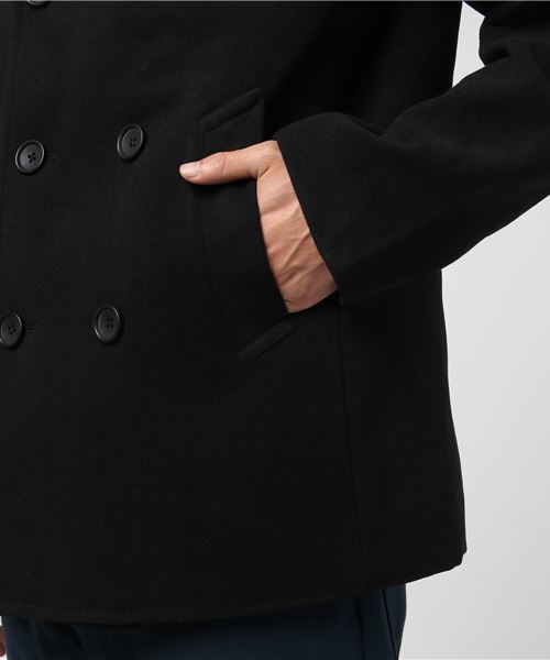 WEGO（ウィゴー）の「WEGO/メルトンPコート（ピーコート・メンズ・ブラック/ネイビー/キャメル/グレー・SMALL/MEDIUM/LARGE）」の5枚目の写真