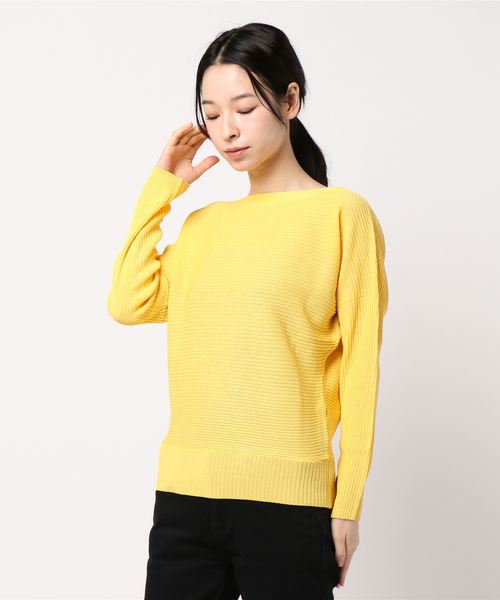 PICCIN（ピッチン）の「ボートネック横リブドルマン長袖ニット（ニット/セーター・レディース・オフホワイト/ブラック/イエロー/ピンク・MEDIUM）」の7枚目の写真