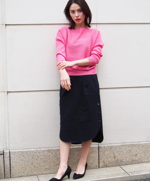 PICCIN（ピッチン）の「ボートネック横リブドルマン長袖ニット（ニット/セーター・レディース・オフホワイト/ブラック/イエロー/ピンク・MEDIUM）」の10枚目の写真