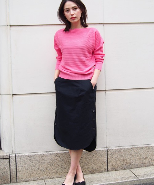 PICCIN（ピッチン）の「ボートネック横リブドルマン長袖ニット（ニット/セーター・レディース・オフホワイト/ブラック/イエロー/ピンク・MEDIUM）」の11枚目の写真