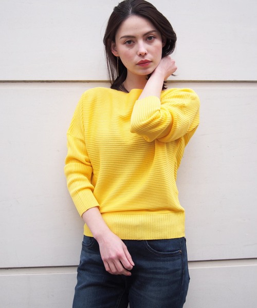 PICCIN（ピッチン）の「ボートネック横リブドルマン長袖ニット（ニット/セーター・レディース・オフホワイト/ブラック/イエロー/ピンク・MEDIUM）」の15枚目の写真