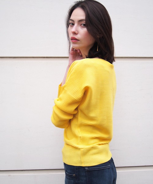 PICCIN（ピッチン）の「ボートネック横リブドルマン長袖ニット（ニット/セーター・レディース・オフホワイト/ブラック/イエロー/ピンク・MEDIUM）」の16枚目の写真