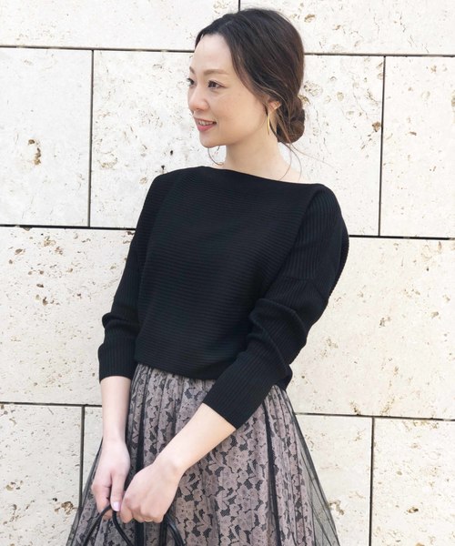 PICCIN（ピッチン）の「ボートネック横リブドルマン長袖ニット（ニット/セーター・レディース・オフホワイト/ブラック/イエロー/ピンク・MEDIUM）」の17枚目の写真