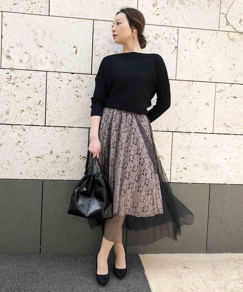 PICCIN（ピッチン）の「ボートネック横リブドルマン長袖ニット（ニット/セーター・レディース・オフホワイト/ブラック/イエロー/ピンク・MEDIUM）」の18枚目の写真