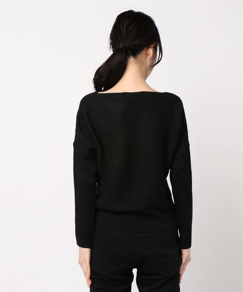 PICCIN（ピッチン）の「ボートネック横リブドルマン長袖ニット（ニット/セーター・レディース・オフホワイト/ブラック/イエロー/ピンク・MEDIUM）」の6枚目の写真