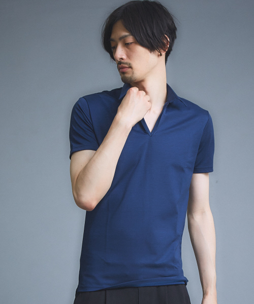 5351 POUR LES HOMMES（ゴーサンゴーイチプールオム）の「【定番人気】モクロディスキッパーポロシャツ（ポロシャツ・メンズ・グレー/ブラック/ブルー/ライトグレー・44/46/48/50）」の4枚目の写真