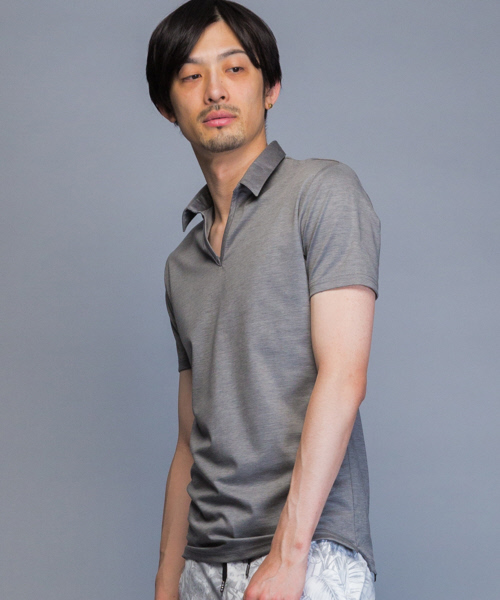 5351 POUR LES HOMMES（ゴーサンゴーイチプールオム）の「【定番人気】モクロディスキッパーポロシャツ（ポロシャツ・メンズ・グレー/ブラック/ブルー/ライトグレー・44/46/48/50）」の5枚目の写真