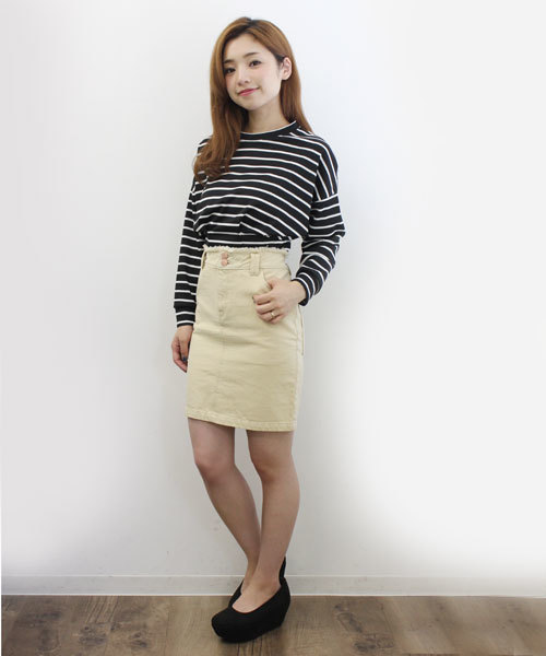 Kastane(カスタネ)の「ウエスト裁ち切りスカート(スカート・レディース・ブルー/ライトブルー/グレー/ブラック/ベージュ/グリーン・X-SMALL/SMALL/MEDIUM/LARGE)」の4枚目の写真