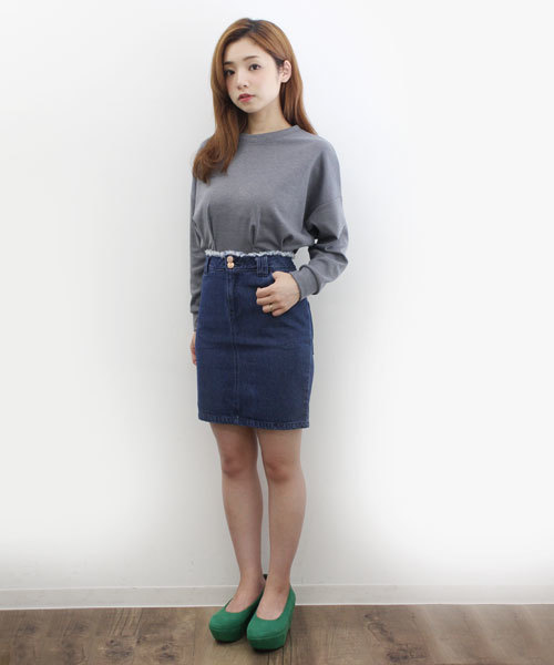 Kastane(カスタネ)の「ウエスト裁ち切りスカート(スカート・レディース・ブルー/ライトブルー/グレー/ブラック/ベージュ/グリーン・X-SMALL/SMALL/MEDIUM/LARGE)」の6枚目の写真