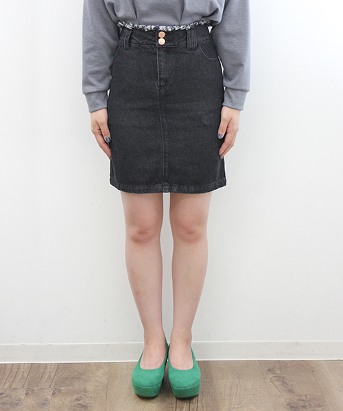 Kastane(カスタネ)の「ウエスト裁ち切りスカート(スカート・レディース・ブルー/ライトブルー/グレー/ブラック/ベージュ/グリーン・X-SMALL/SMALL/MEDIUM/LARGE)」の15枚目の写真