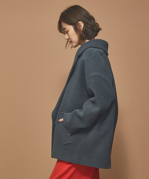 Abahouse Devinette（ドゥヴィネット）の「ビッグカラーコート（ピーコート・レディース・チャコールグレー/ピンク・フリー）」の4枚目の写真