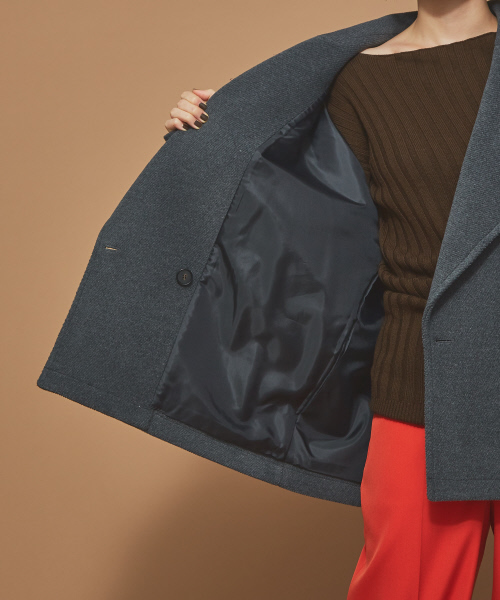 Abahouse Devinette（ドゥヴィネット）の「ビッグカラーコート（ピーコート・レディース・チャコールグレー/ピンク・フリー）」の10枚目の写真