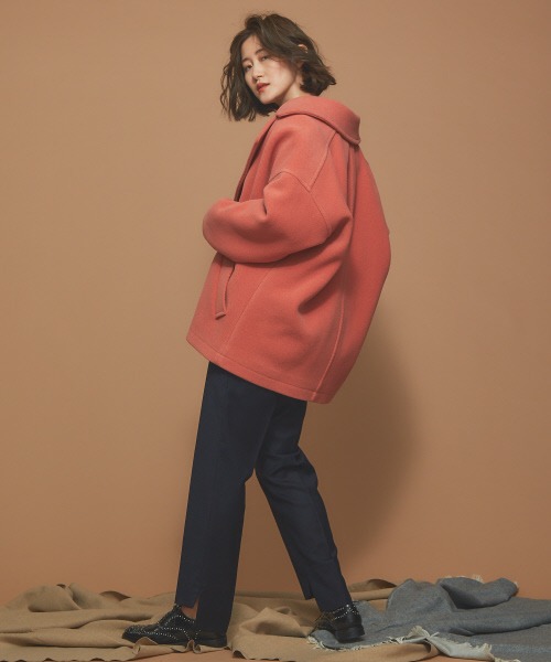 Abahouse Devinette（ドゥヴィネット）の「ビッグカラーコート（ピーコート・レディース・チャコールグレー/ピンク・フリー）」の14枚目の写真