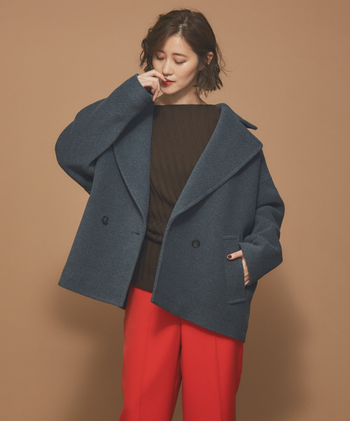 Abahouse Devinette（ドゥヴィネット）の「ビッグカラーコート（ピーコート・レディース・チャコールグレー/ピンク・フリー）」の20枚目の写真