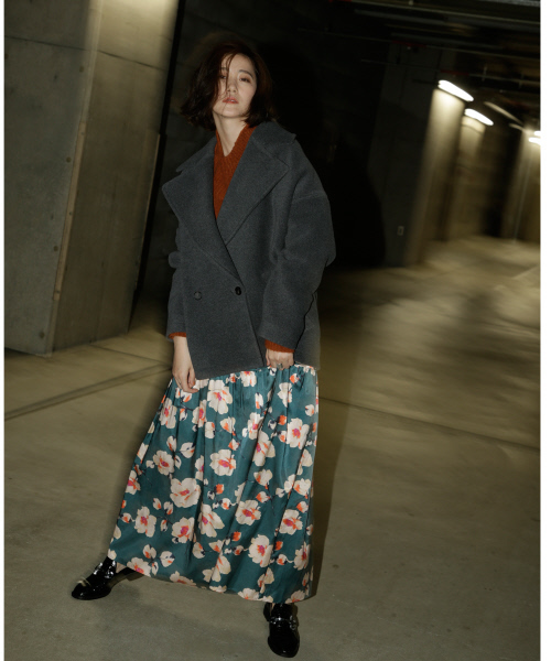 Abahouse Devinette（ドゥヴィネット）の「ビッグカラーコート（ピーコート・レディース・チャコールグレー/ピンク・フリー）」の18枚目の写真