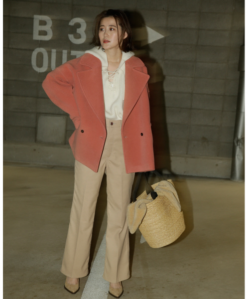 Abahouse Devinette（ドゥヴィネット）の「ビッグカラーコート（ピーコート・レディース・チャコールグレー/ピンク・フリー）」の16枚目の写真