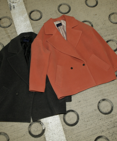 Abahouse Devinette（ドゥヴィネット）の「ビッグカラーコート（ピーコート・レディース・チャコールグレー/ピンク・フリー）」の15枚目の写真