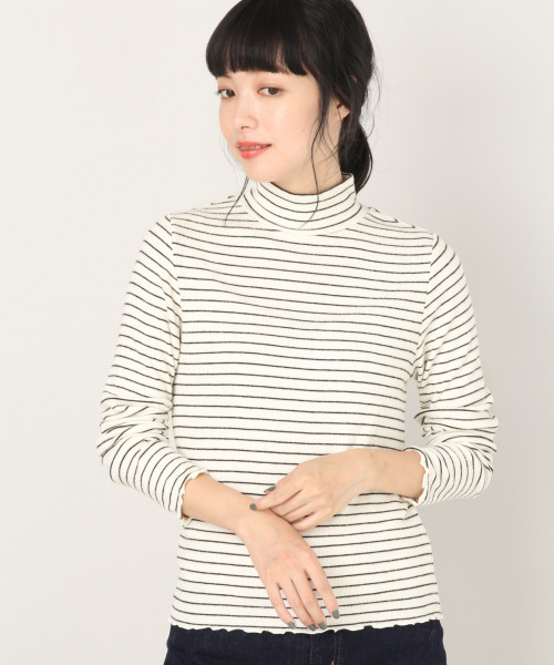 LOWRYS FARM（ローリーズファーム）の「ソフトタッチテレコタートル　809369（Tシャツ/カットソー・レディース・オフホワイト/ホワイト×ブラック/ブラック/ブラウン/ネイビー・MEDIUM/LARGE）」の3枚目の写真