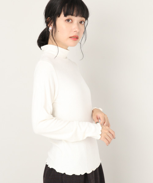 LOWRYS FARM（ローリーズファーム）の「ソフトタッチテレコタートル　809369（Tシャツ/カットソー・レディース・オフホワイト/ホワイト×ブラック/ブラック/ブラウン/ネイビー・MEDIUM/LARGE）」の2枚目の写真