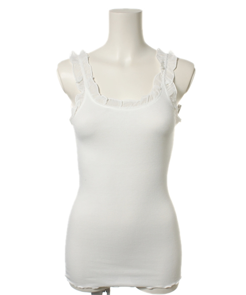 one after another NICE CLAUP（ワンアフターアナザーナイスクラップ）の「【ナイスクラップ】フリルテレコ（タンクトップ・レディース・オフホワイト/ピンク/イエロー/ミント/パープル/ブラック・FREE）」の2枚目の写真