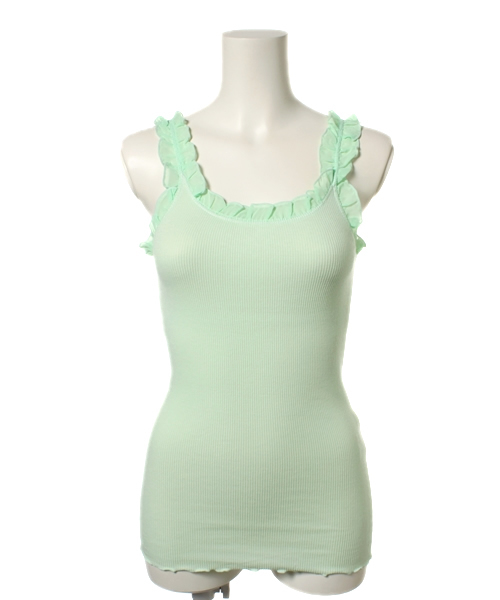 one after another NICE CLAUP（ワンアフターアナザーナイスクラップ）の「【ナイスクラップ】フリルテレコ（タンクトップ・レディース・オフホワイト/ピンク/イエロー/ミント/パープル/ブラック・FREE）」の4枚目の写真