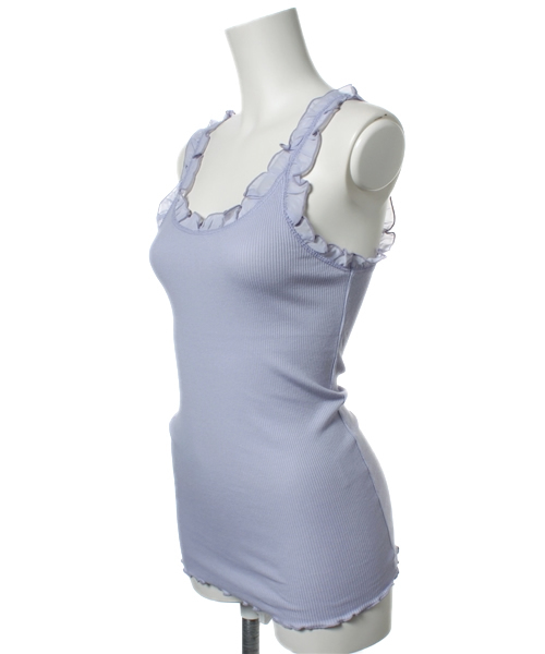 one after another NICE CLAUP（ワンアフターアナザーナイスクラップ）の「【ナイスクラップ】フリルテレコ（タンクトップ・レディース・オフホワイト/ピンク/イエロー/ミント/パープル/ブラック・FREE）」の7枚目の写真