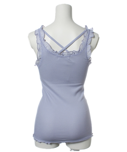 one after another NICE CLAUP（ワンアフターアナザーナイスクラップ）の「【ナイスクラップ】フリルテレコ（タンクトップ・レディース・オフホワイト/ピンク/イエロー/ミント/パープル/ブラック・FREE）」の8枚目の写真