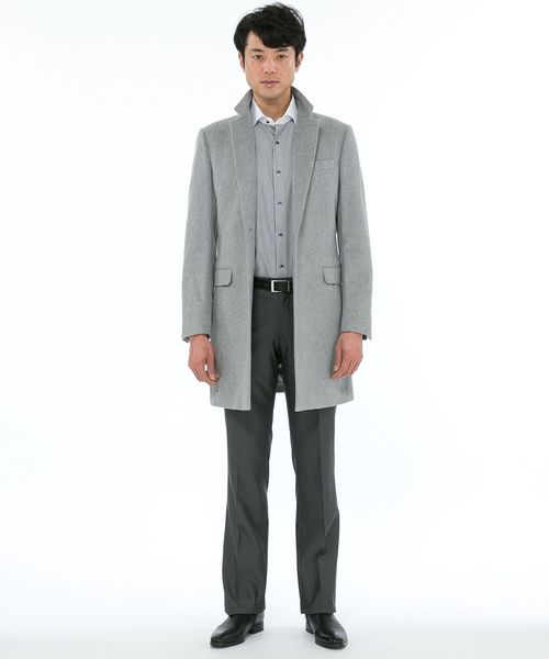 Calvin Klein カルバンクライン チェスターコート グレー ウール100%