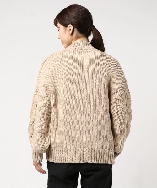 WEGO（ウィゴー）の「WEGO/ケーブルスリーブルーズカーディガン（カーディガン/ボレロ・レディース・イエロー/ベージュ/アイボリー/パープル・FREE）」の5枚目の写真