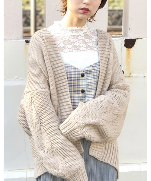 WEGO（ウィゴー）の「WEGO/ケーブルスリーブルーズカーディガン