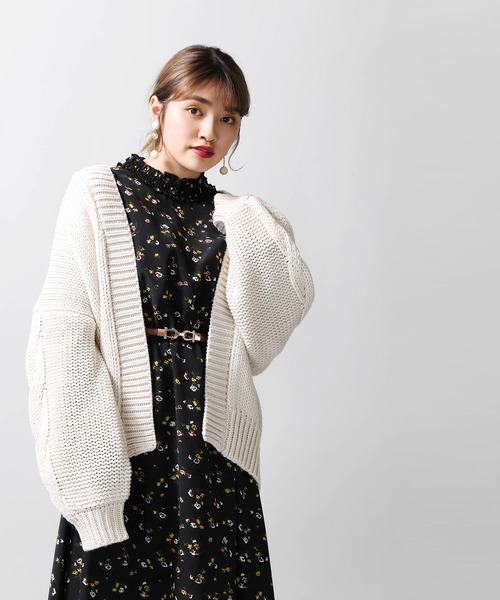 WEGO（ウィゴー）の「WEGO/ケーブルスリーブルーズカーディガン（カーディガン/ボレロ・レディース・イエロー/ベージュ/アイボリー/パープル・FREE）」の9枚目の写真