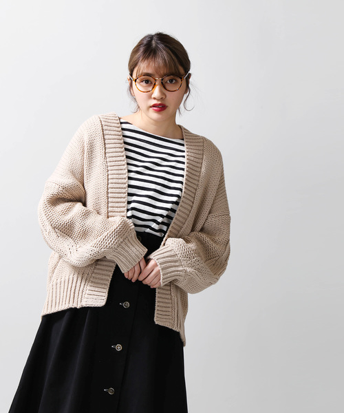 WEGO（ウィゴー）の「WEGO/ケーブルスリーブルーズカーディガン（カーディガン/ボレロ・レディース・イエロー/ベージュ/アイボリー/パープル・FREE）」の10枚目の写真