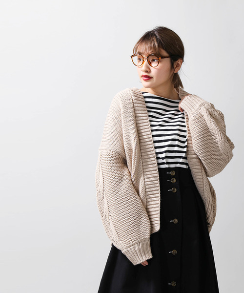 WEGO（ウィゴー）の「WEGO/ケーブルスリーブルーズカーディガン（カーディガン/ボレロ・レディース・イエロー/ベージュ/アイボリー/パープル・FREE）」の11枚目の写真