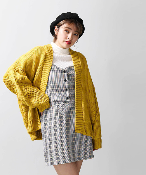 WEGO（ウィゴー）の「WEGO/ケーブルスリーブルーズカーディガン（カーディガン/ボレロ・レディース・イエロー/ベージュ/アイボリー/パープル・FREE）」の15枚目の写真