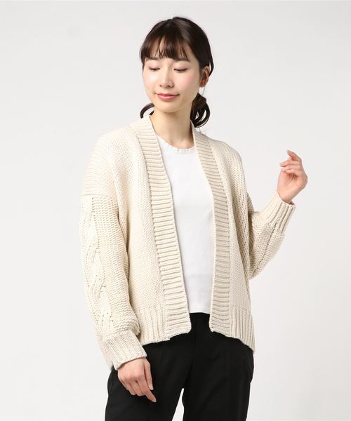 WEGO（ウィゴー）の「WEGO/ケーブルスリーブルーズカーディガン（カーディガン/ボレロ・レディース・イエロー/ベージュ/アイボリー/パープル・FREE）」の16枚目の写真