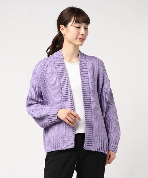 WEGO（ウィゴー）の「WEGO/ケーブルスリーブルーズカーディガン（カーディガン/ボレロ・レディース・イエロー/ベージュ/アイボリー/パープル・FREE）」の18枚目の写真