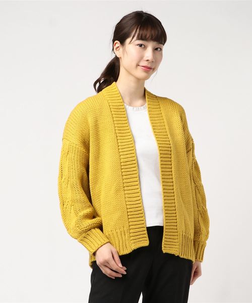 WEGO（ウィゴー）の「WEGO/ケーブルスリーブルーズカーディガン（カーディガン/ボレロ・レディース・イエロー/ベージュ/アイボリー/パープル・FREE）」の19枚目の写真