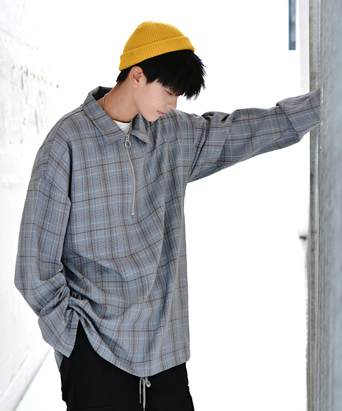 neos（ネオス）の「【neos -addictive design-】ビッグシルエット ハーフジップ チェック アノラックジャケット（パーカー・メンズ・ブラック/ブラウン/グレー・MEDIUM/LARGE）」の7枚目の写真