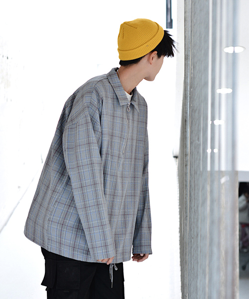 neos（ネオス）の「【neos -addictive design-】ビッグシルエット ハーフジップ チェック アノラックジャケット（パーカー・メンズ・ブラック/ブラウン/グレー・MEDIUM/LARGE）」の9枚目の写真