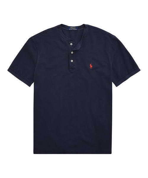 POLO RALPH LAUREN（ポロ ラルフ ローレン）の「フェザーウェイト メッシュ ヘンリーネック（Tシャツ/カットソー・メンズ・ネイビー/レッド・LARGE/X-SMALL/SMALL/MEDIUM/X-LARGE/XX-LARGE）」の2枚目の写真