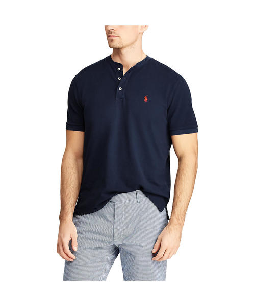 POLO RALPH LAUREN（ポロ ラルフ ローレン）の「フェザーウェイト メッシュ ヘンリーネック（Tシャツ/カットソー・メンズ・ネイビー/レッド・LARGE/X-SMALL/SMALL/MEDIUM/X-LARGE/XX-LARGE）」の4枚目の写真