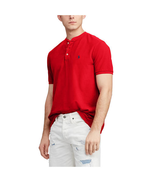 POLO RALPH LAUREN（ポロ ラルフ ローレン）の「フェザーウェイト メッシュ ヘンリーネック（Tシャツ/カットソー・メンズ・ネイビー/レッド・LARGE/X-SMALL/SMALL/MEDIUM/X-LARGE/XX-LARGE）」の7枚目の写真