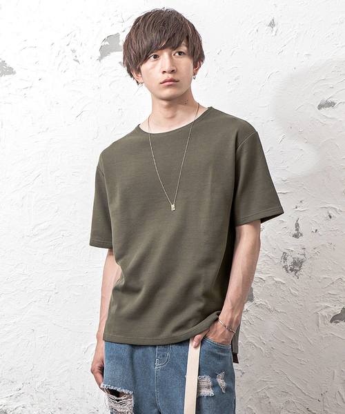 MinoriTY（マイノリティ）の「ワッフルボートネック半袖T（Tシャツ/カットソー・メンズ・オフホワイト/杢グレー/ブラック/ベージュ/ピンク/カーキ・L/M/XL）」の5枚目の写真