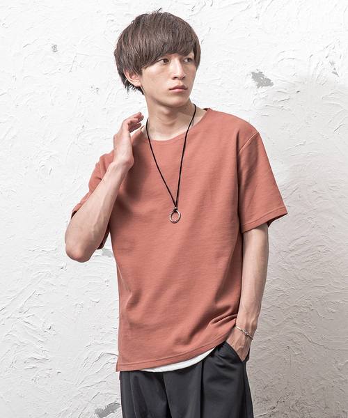 MinoriTY（マイノリティ）の「ワッフルボートネック半袖T（Tシャツ/カットソー・メンズ・オフホワイト/杢グレー/ブラック/ベージュ/ピンク/カーキ・L/M/XL）」の6枚目の写真